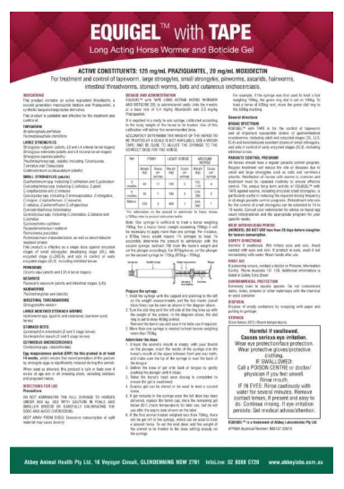 Abbey Labs Equigel With Tape Wormer