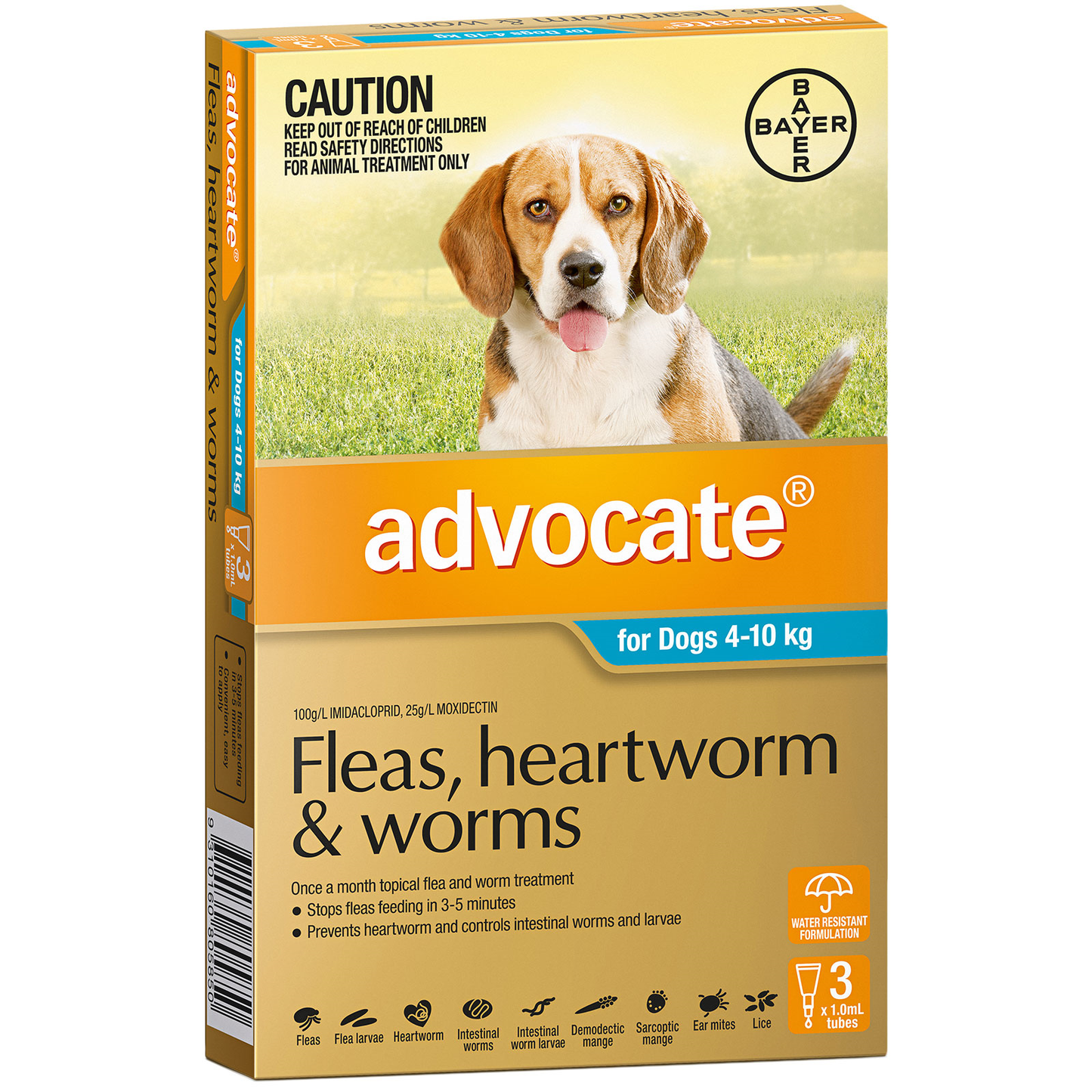 Bayer Advocate Dog 4-10kg (Medium) [Siz:3's]
