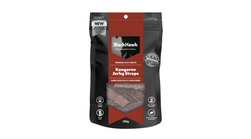 BlackHawk Kangaroo Jerky Straps Dog Treats 100gm