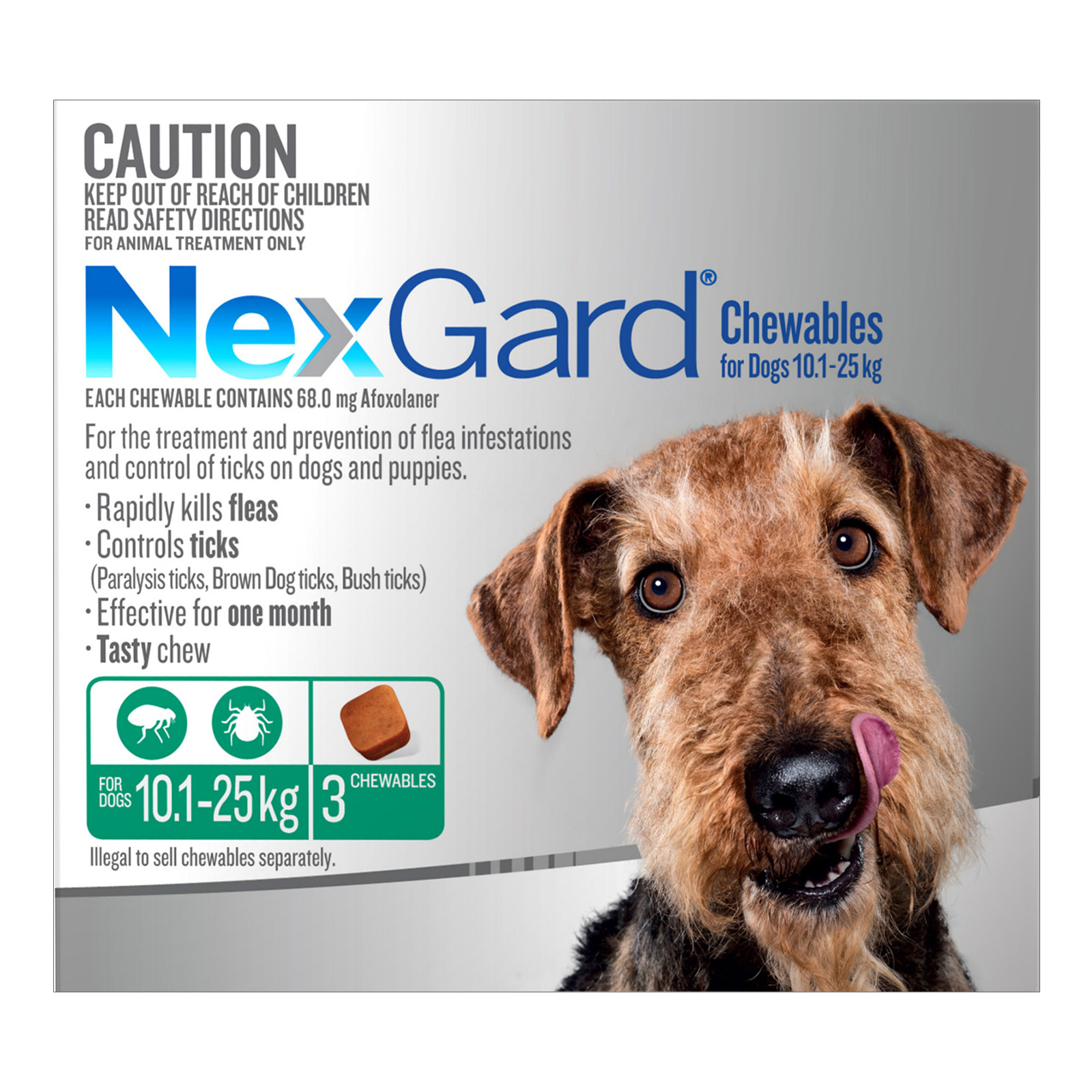 Nexgard 10-25kg Chewables For Medium Breeds [Siz:3's]