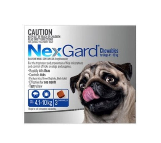 Nexgard 4.1-10kg Chewables For Small Dogs [Siz:3's]