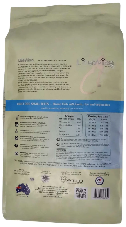 Lifewise Adult Ocean Fish with Lamb and Veg Small Bites [Siz:18kg]